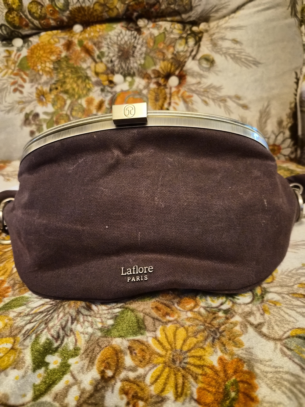 Laflore Paris Brown Canvas Frame Clutch